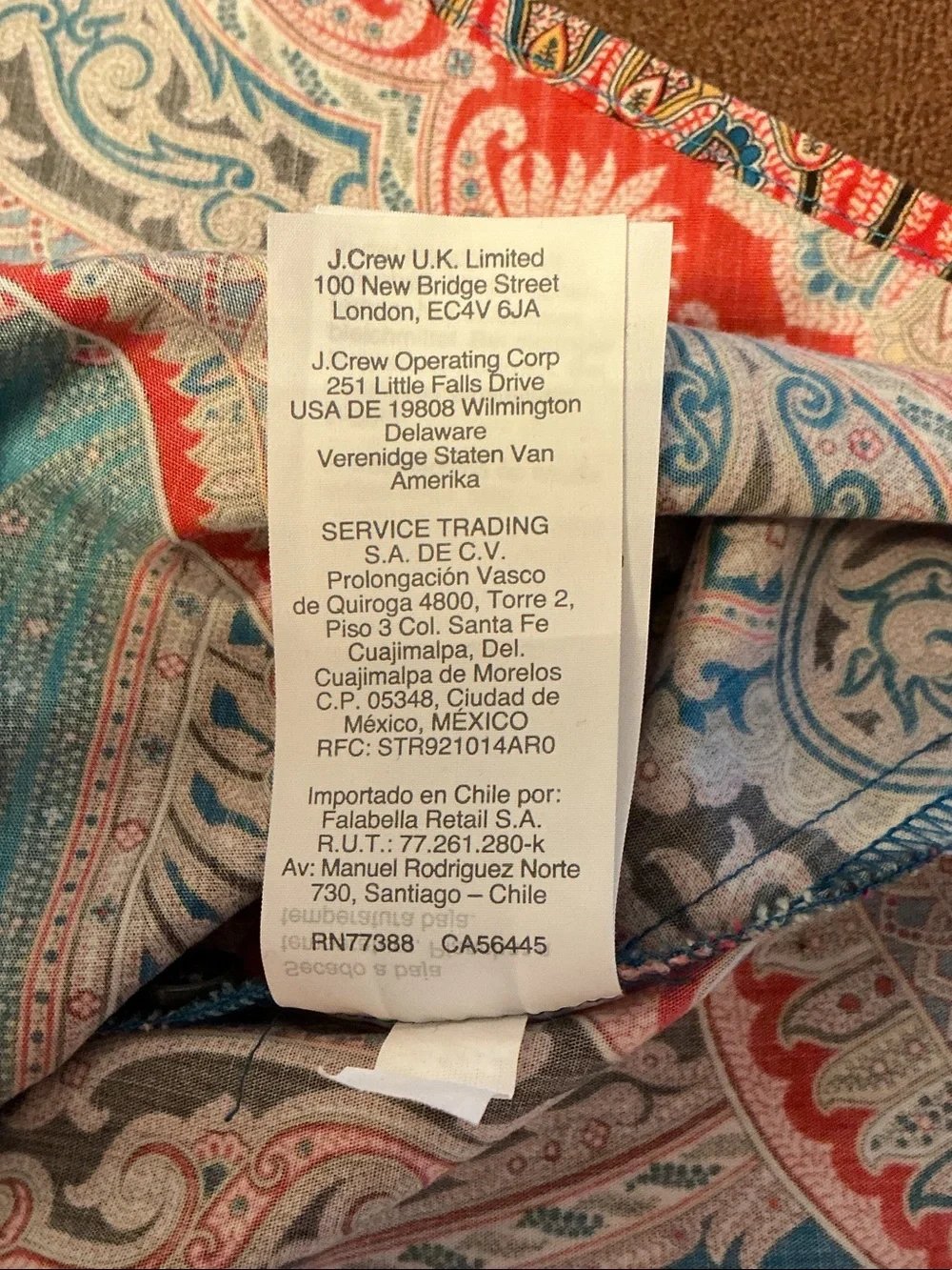 J.Crew Women’s Paisley Print Button-Up Colorful Shirt Aqua Green Red Sz 8 Cotto